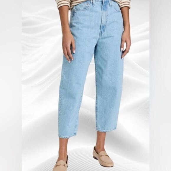 NWT EDWIN Women’s Dani Jeans Escape Blue Cropped Wide Leg - Size 24 - Picture 1 of 10